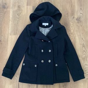 Calvin Klein Navy Pea Coat with Detachable Hood